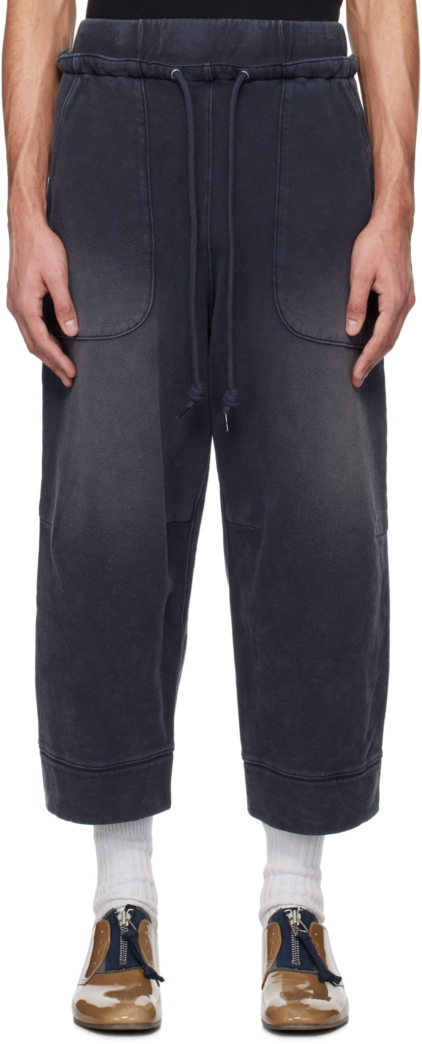 Trenirka R13 R13 Deconstructed Cropped Sweatpants Modra | R13MK254-001BG
