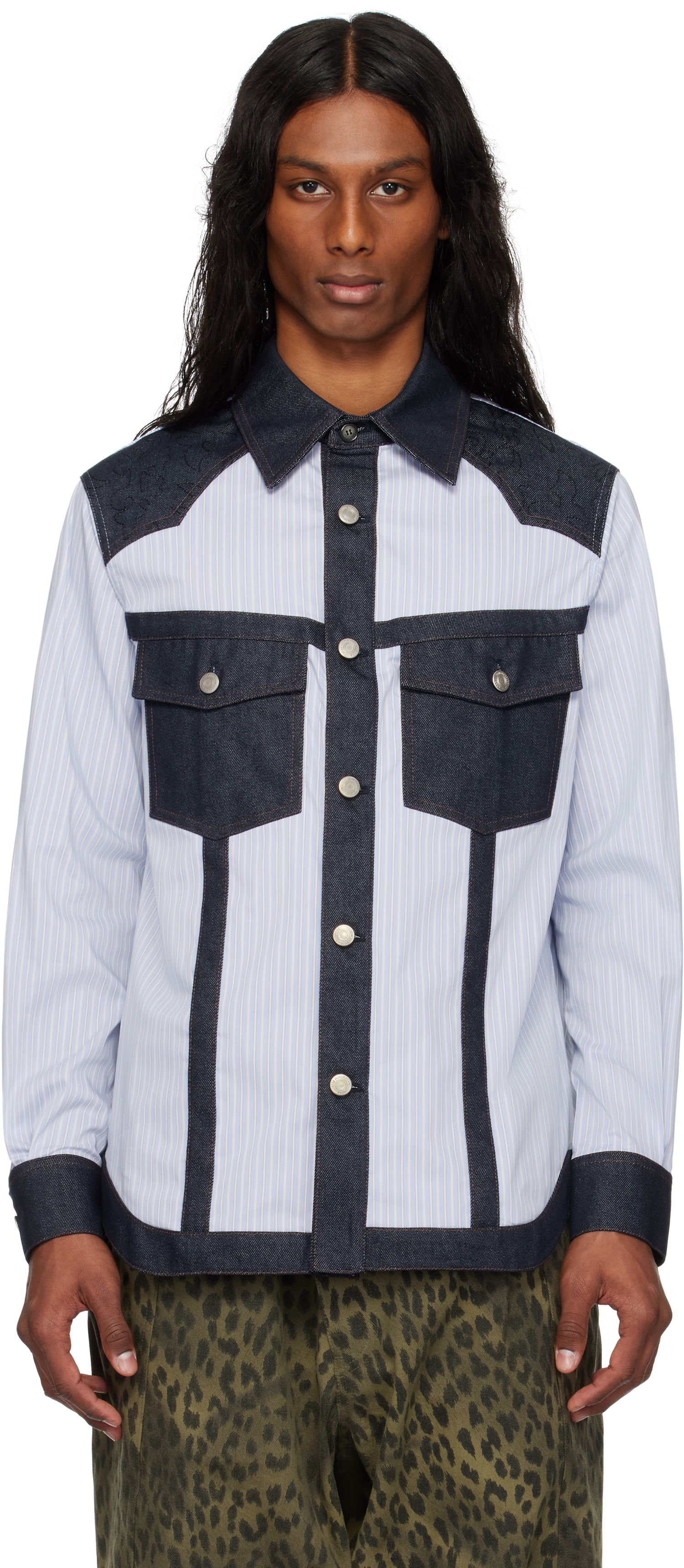 Srajce Andersson Bell Andersson Bell Denim & Stripe Shirt Modra | atb1274m, 0