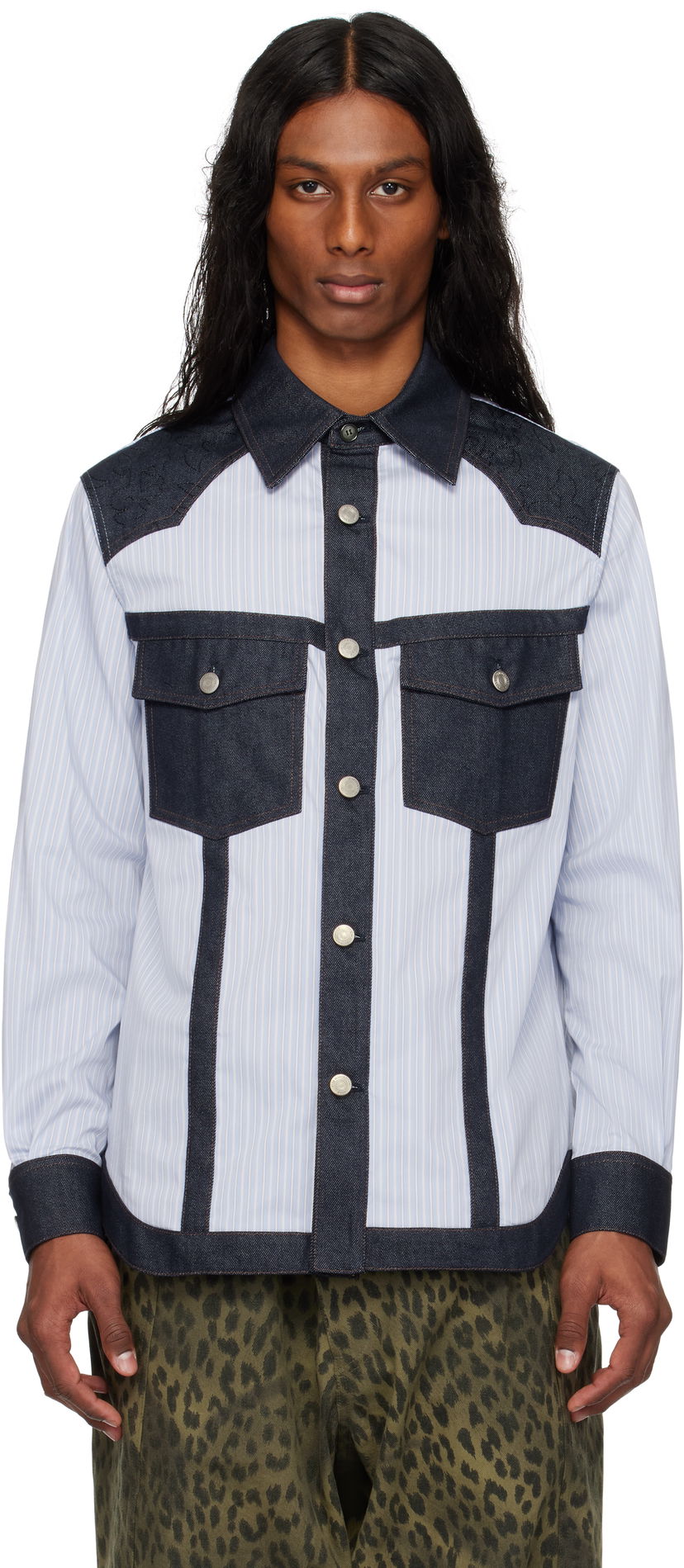Srajce Andersson Bell Andersson Bell Denim & Stripe Shirt Modra | atb1274m