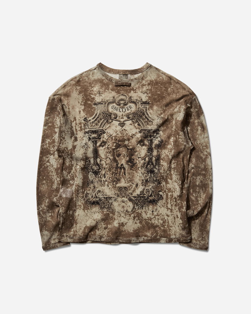 Majica Jean Paul Gaultier Oversized Medallion Graphic Longsleeve Top Rjava | 2503WTO340M006 P6965