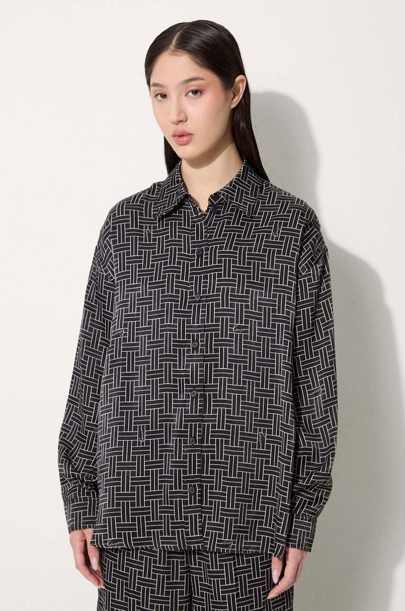Srajce KENZO Weave Dropped Shoulders Shirt Črna | FE62CH2479R1.99