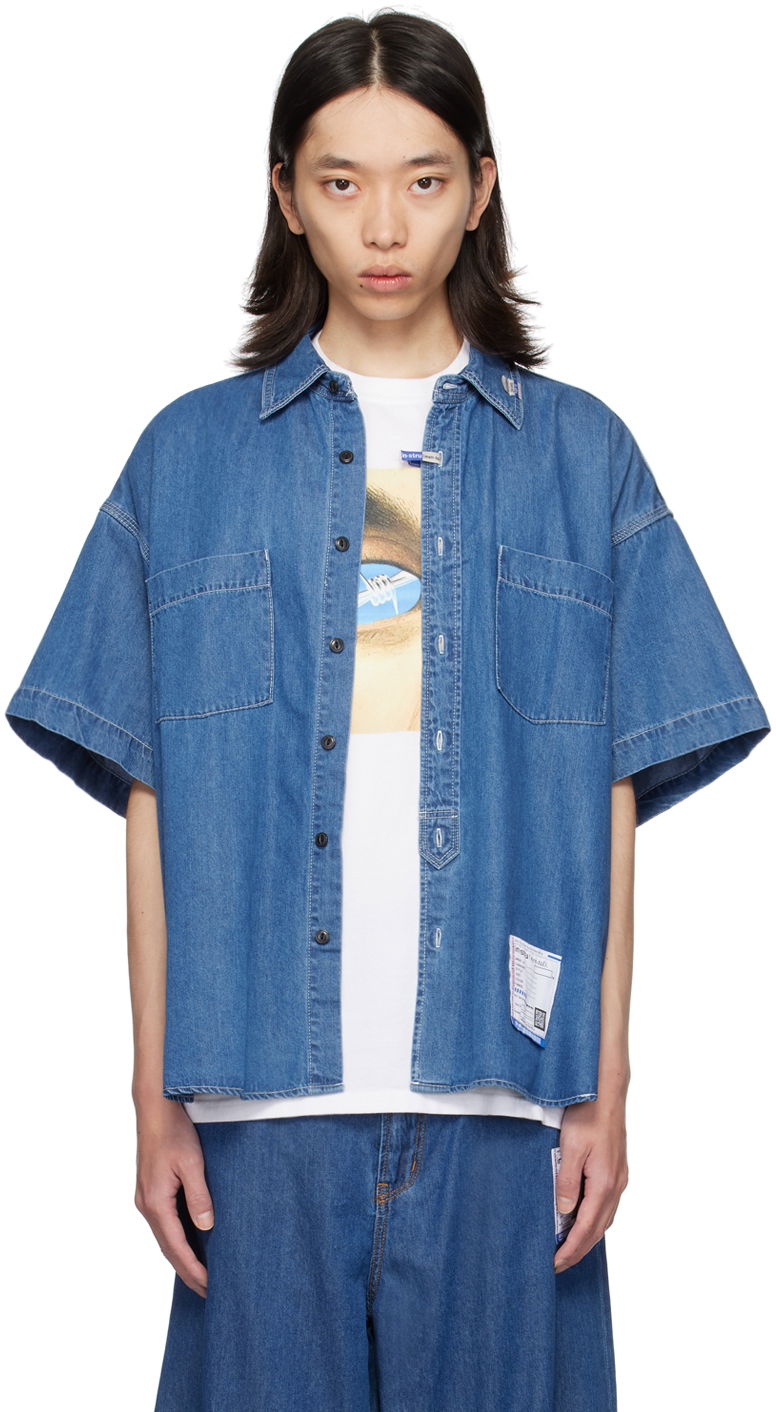 Srajce Maison MIHARA YASUHIRO Maison MIHARA YASUHIRO Half-Sleeve Denim Shirt Modra | I12SH003, 0