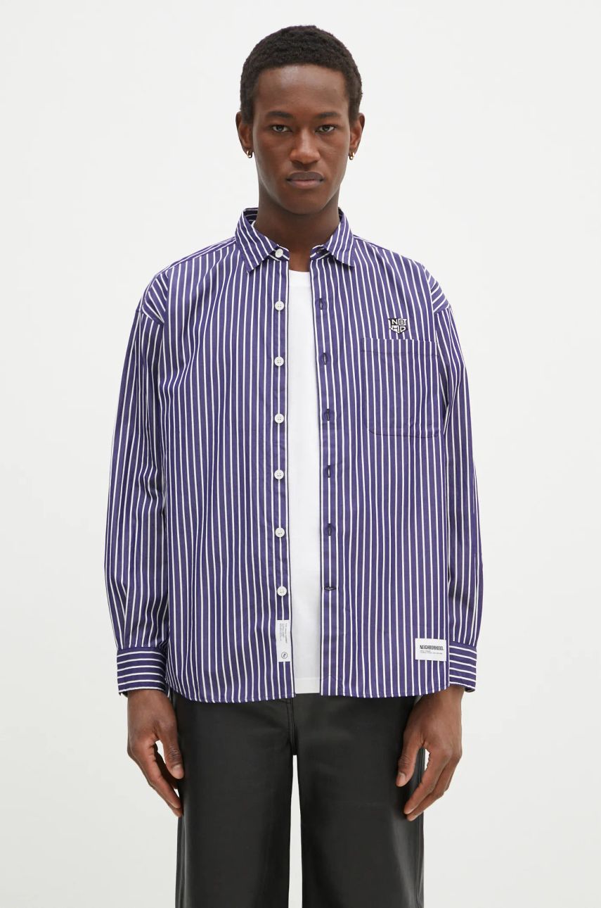 Srajce Neighborhood NEIGHBORHOOD Striped Regular Fit Shirt Lila | 242TSNH.SHM03, 0