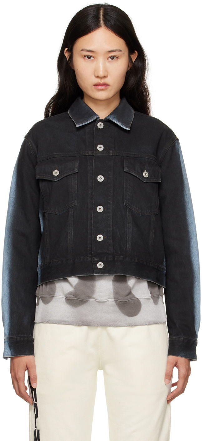 Jakna HERON PRESTON Gradient Regular Denim Jacket Črna | HWYE011S23DEN0031040