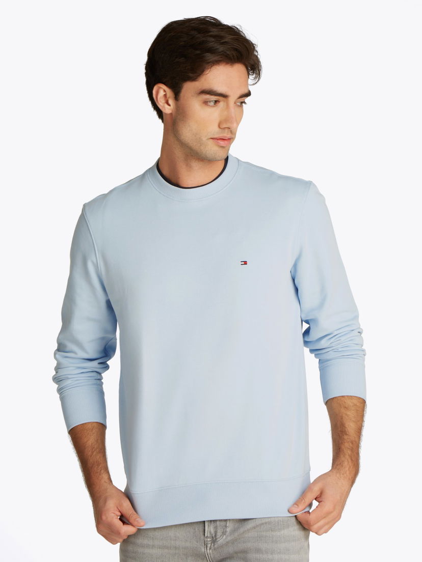 Pleteni pulover Tommy Hilfiger Tommy Hilfiger Men's Essential Terry Crew Sweatshirt Modra | MW0MW37237C1O