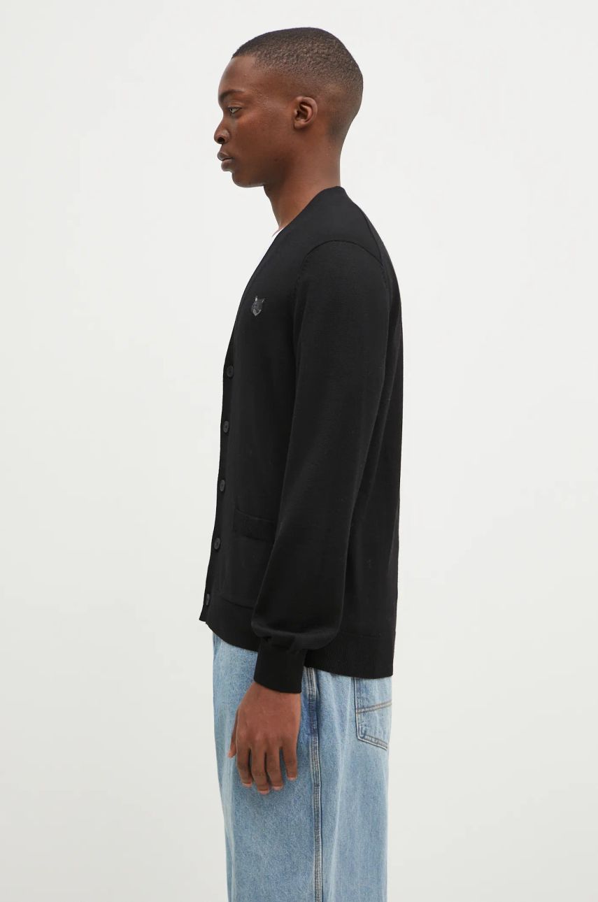 Pleteni pulover MAISON KITSUNÉ Bold Fox Head Cardigan Črna | MM00509KT1036, 1