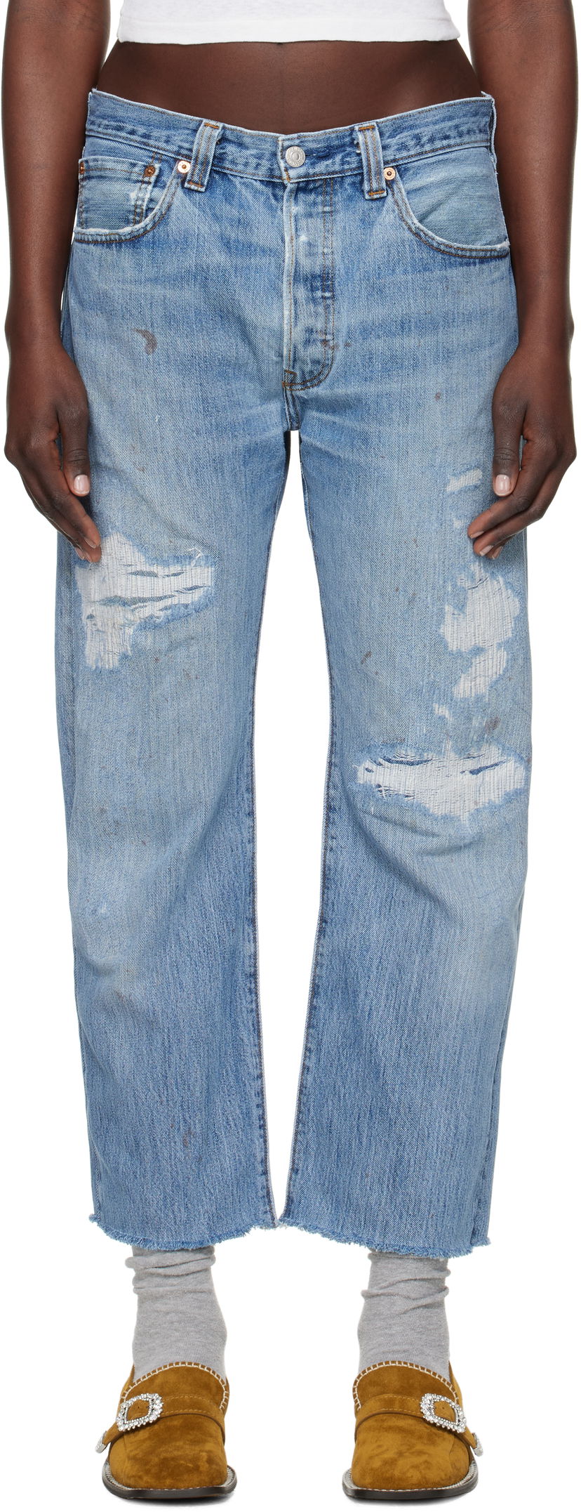 Kavbojke RE/DONE Re/Done Levi's Edition Boyfriend Jeans Modra | 1188BFJ