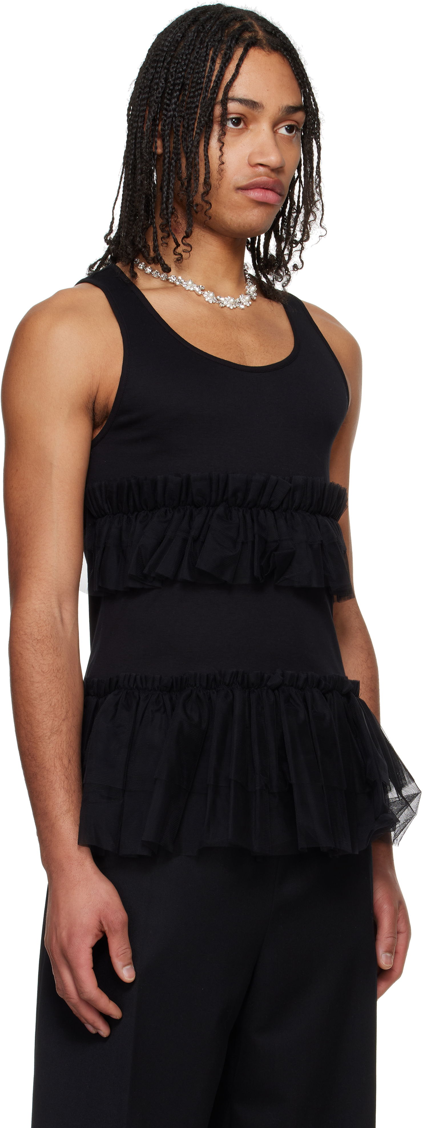 Majica brez rokavov Simone Rocha Simone Rocha Tutu Hem Tank Top Črna | 5334 0553, 1