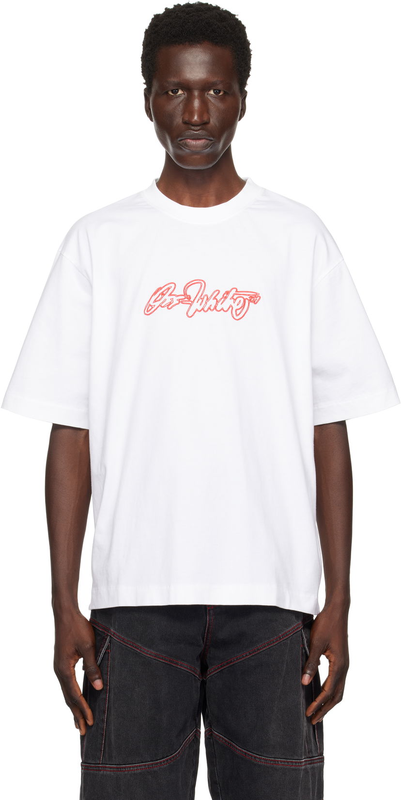 Majica Off-White Script Outline Skate T-Shirt Bela | OMAA120F24JER00F0125