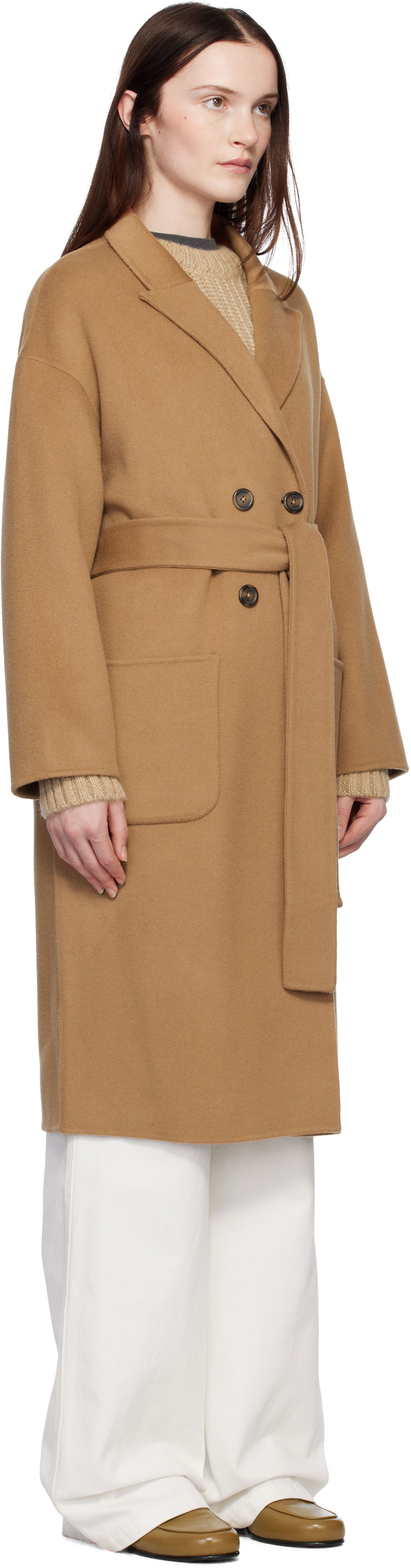Plašči Anine Bing Anine Bing Dylan Double-Breasted Wool Coat Rjava | A-01-4001-200, 1