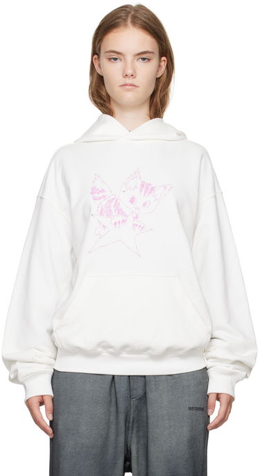 Pulover We11done Fitted Hoodie With Graphic Print Bela | WD-TH2-24-832-U-IV, 0