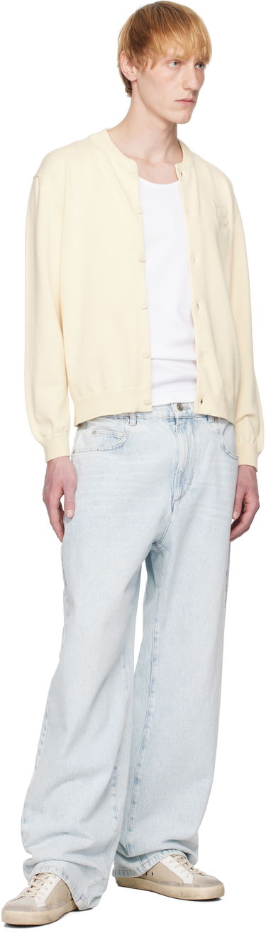 Pleteni pulover MAISON KITSUNÉ Maison Kitsuné Fox Head Embroidered Cardigan Rumena | OM02135KT1135, 3