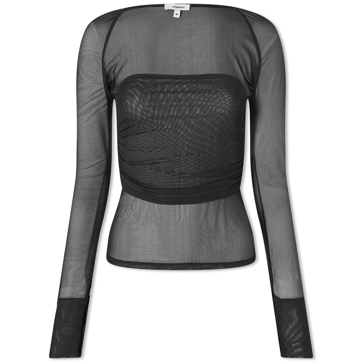 Majica brez rokavov Miaou Miaou Iris Long Sleeve Mesh Top Črna | 7112PM2BLK, 1