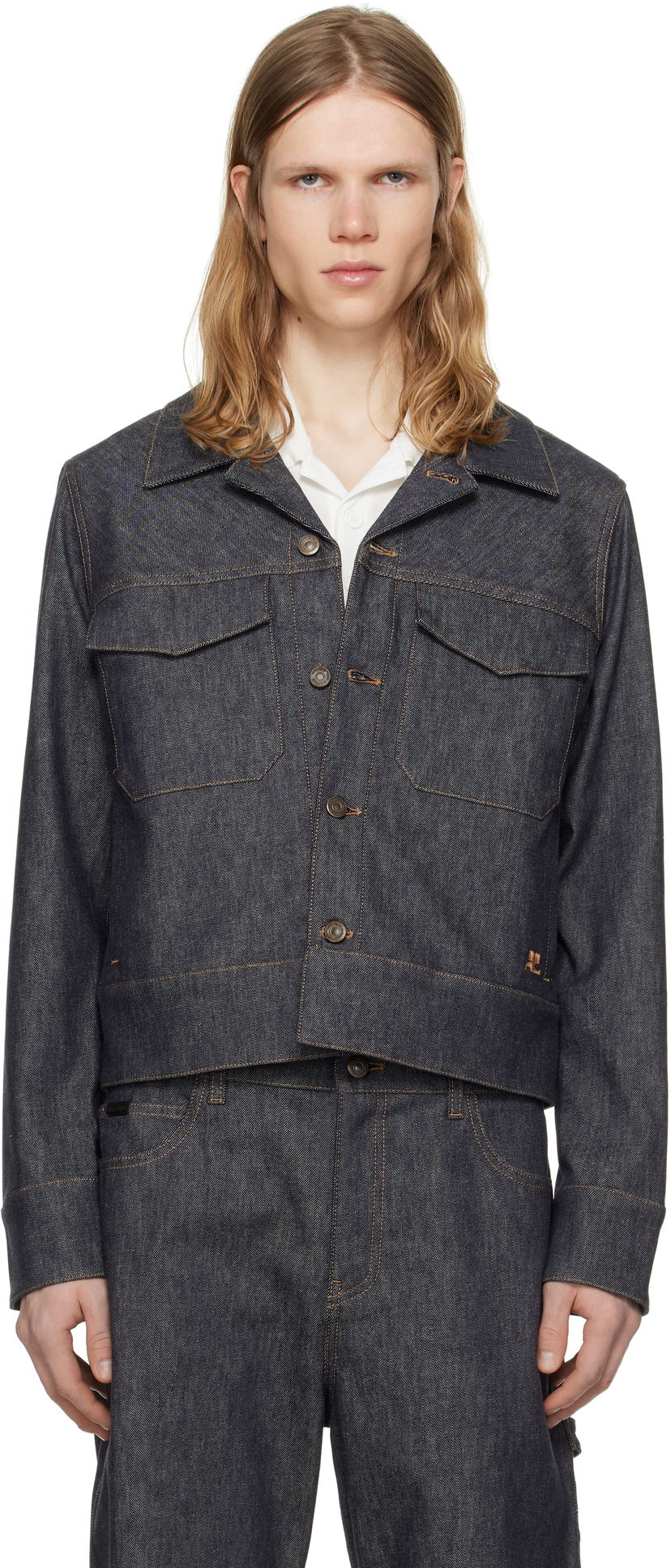 Jakna Courrèges Courrèges Utility Trucker Denim Jacket Modra | 125DBL250DE0035
