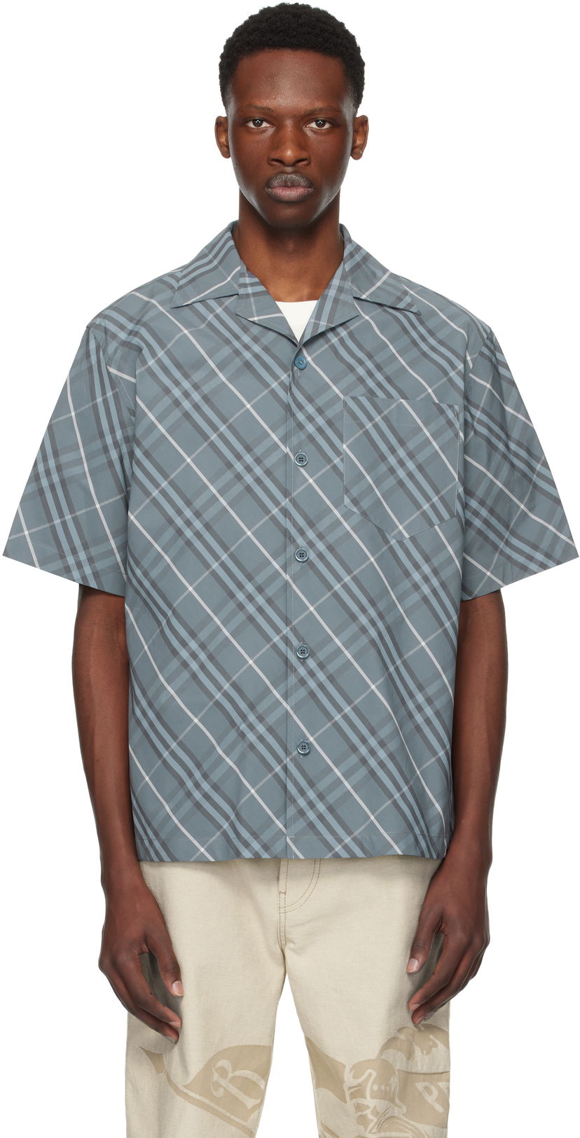 Srajce Burberry Burberry Relaxed Fit Check Cotton Shirt Modra | 8109208
