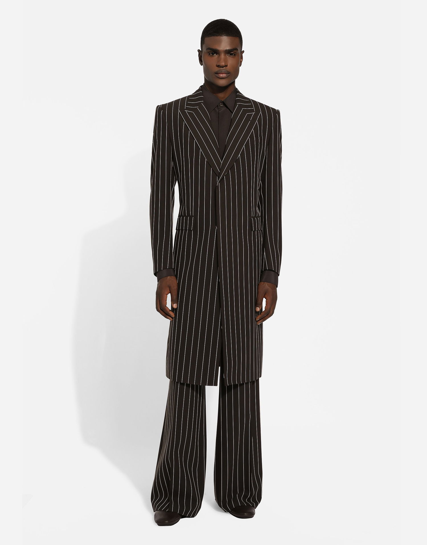 Hlače Dolce & Gabbana Dolce & Gabbana Pinstriped Wide-leg Trousers Črna | GP01PTFR20WS8051, 1