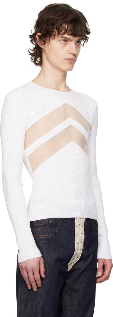 Pleteni pulover Jean Paul Gaultier Jean Paul Gaultier 'The Chevrons' Ribbed Sweater Bela | 25/33-F-TO265-M085-01, 1