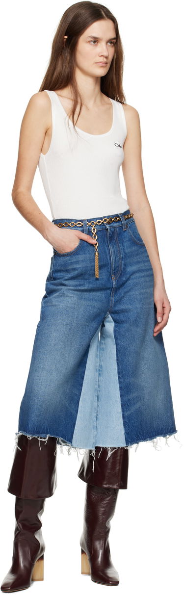 Kavbojke CHLOÉ Chloé Bermuda Patchwork Denim Shorts Modra | CH25SDS02158, 4