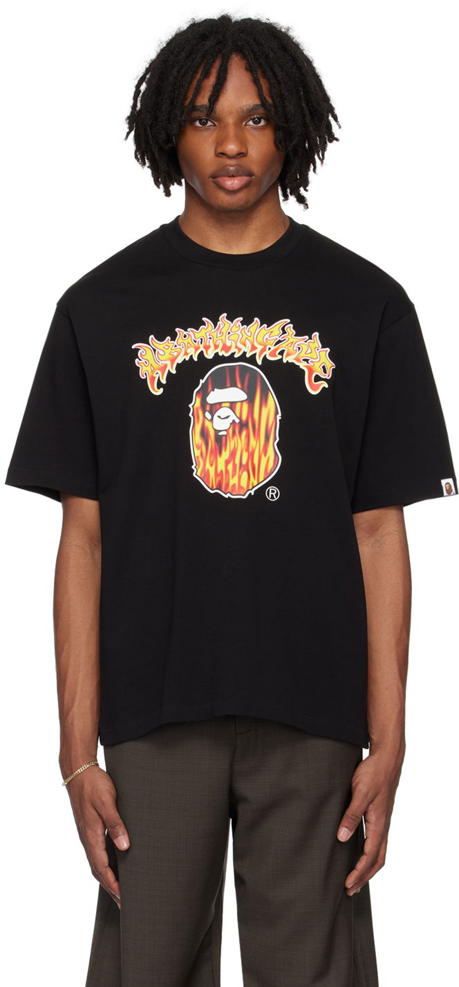 Majica BAPE BAPE Black Mad Flame Ape Head T-Shirt Črna | 001TEK301320M