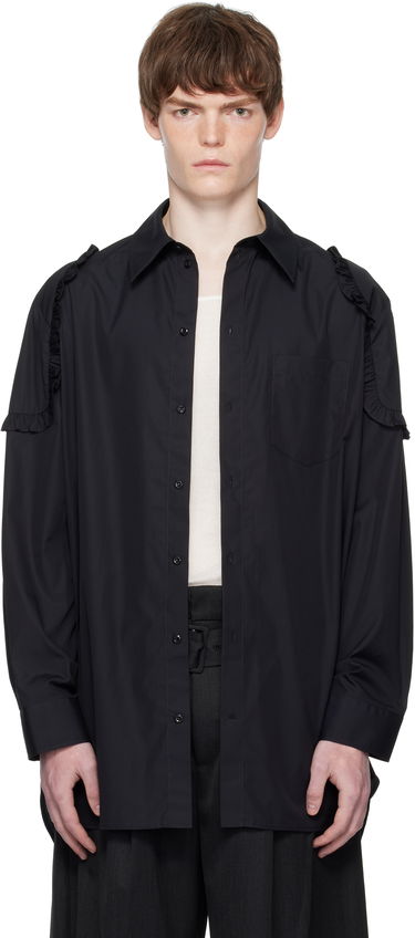 Srajce Simone Rocha Simone Rocha Ruffle Shoulder Patch Tunic Shirt Črna | 5383 1025, 0