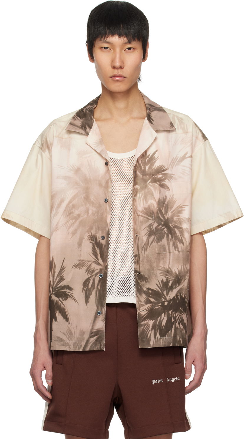 Srajce Palm Angels Palm Angels Sunset Palms Bowling Shirt Bež | PMGG00AS25FAB0026110