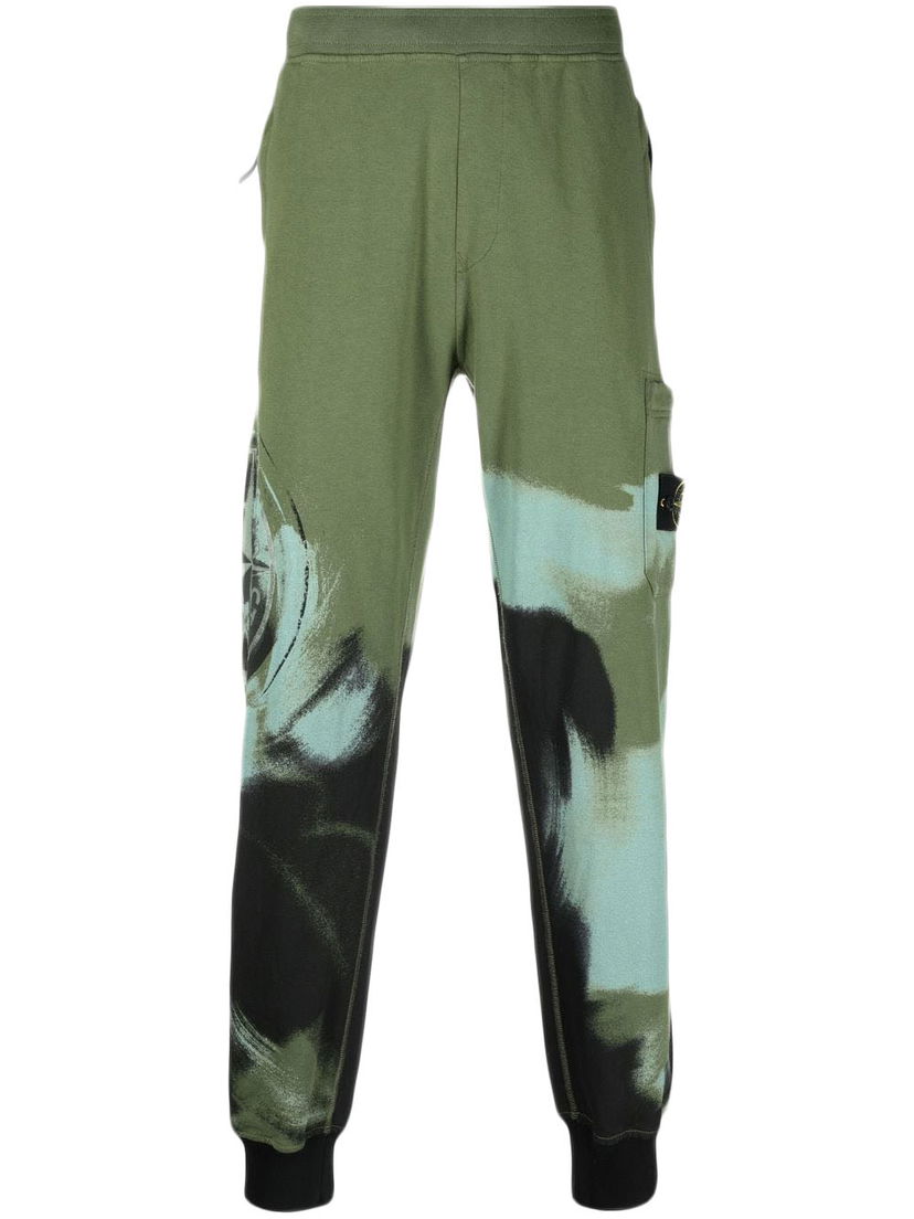 Trenirka Stone Island Paint-Stroke-Print Joggers Zelena | 771563445