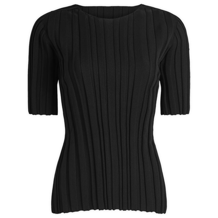 Majica Pleats Please Issey Miyake Issey Miyake Rib Knit T-Shirt Črna | PP56KK852-15