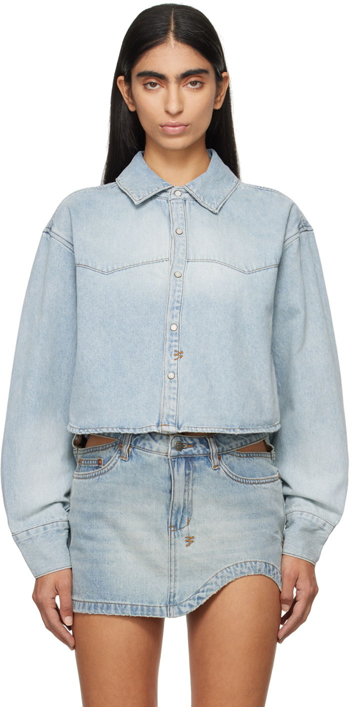 Srajce Ksubi Crop Long Sleeve Shirt Modra | WEX24SH003