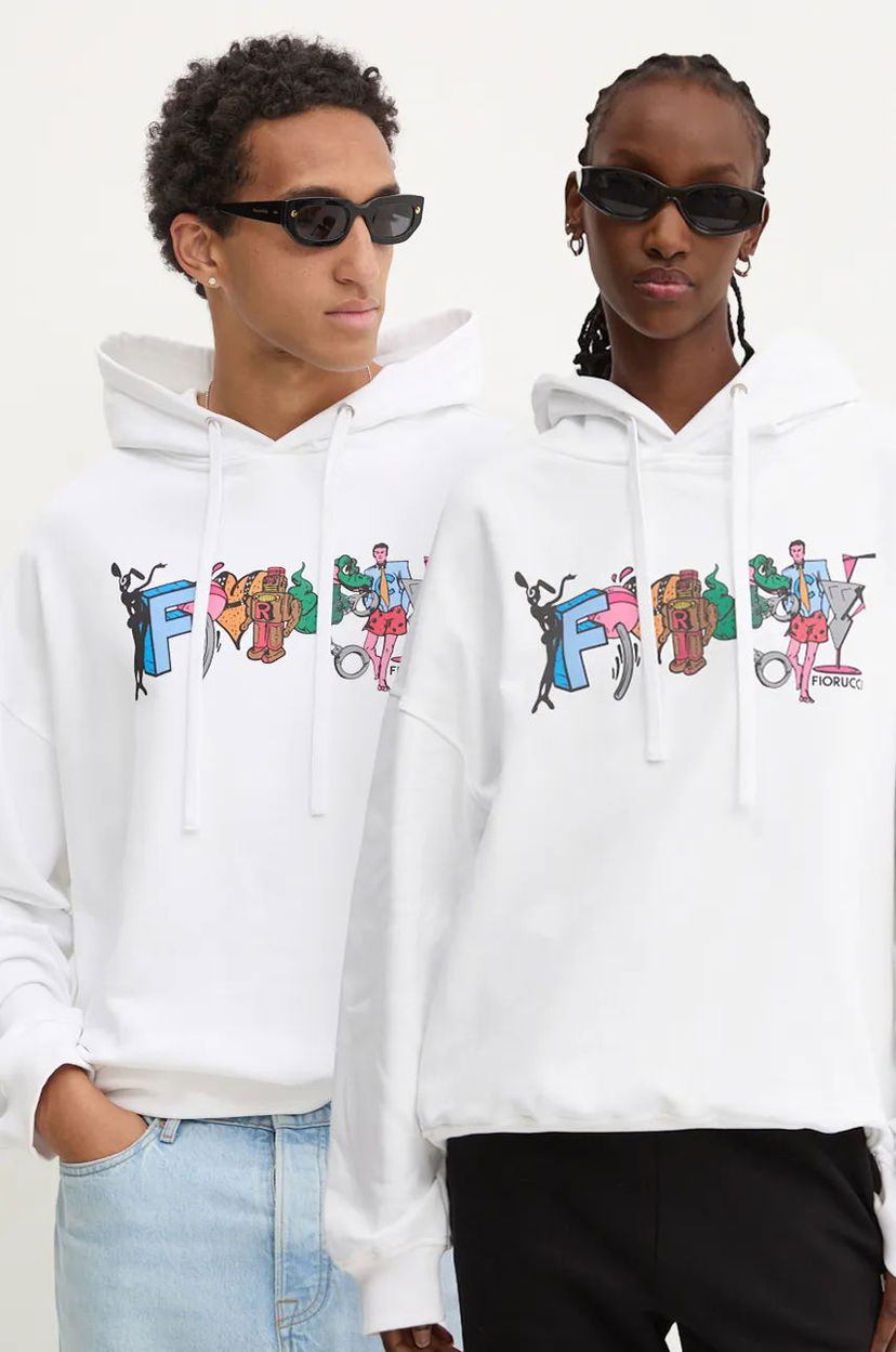 Pulover Fiorucci Print Hoodie Bela | U01FMSHO092CJ05WH02