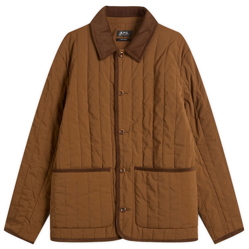 Jakna A.P.C. Men's Leone Technical Canvas Quilted Jacket, Size Small Rjava | PAAGA-M32007-CAA