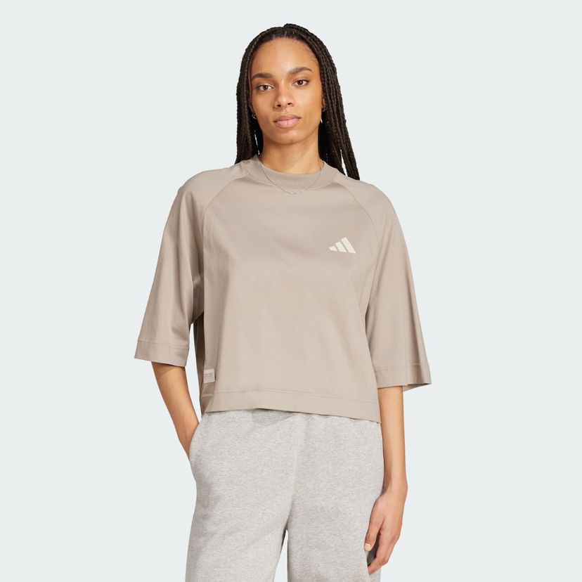 Krop-top adidas Performance Mercedes - AMG Petronas Formula One Team Premium Cropped Sweatshirt Bež | JW3087