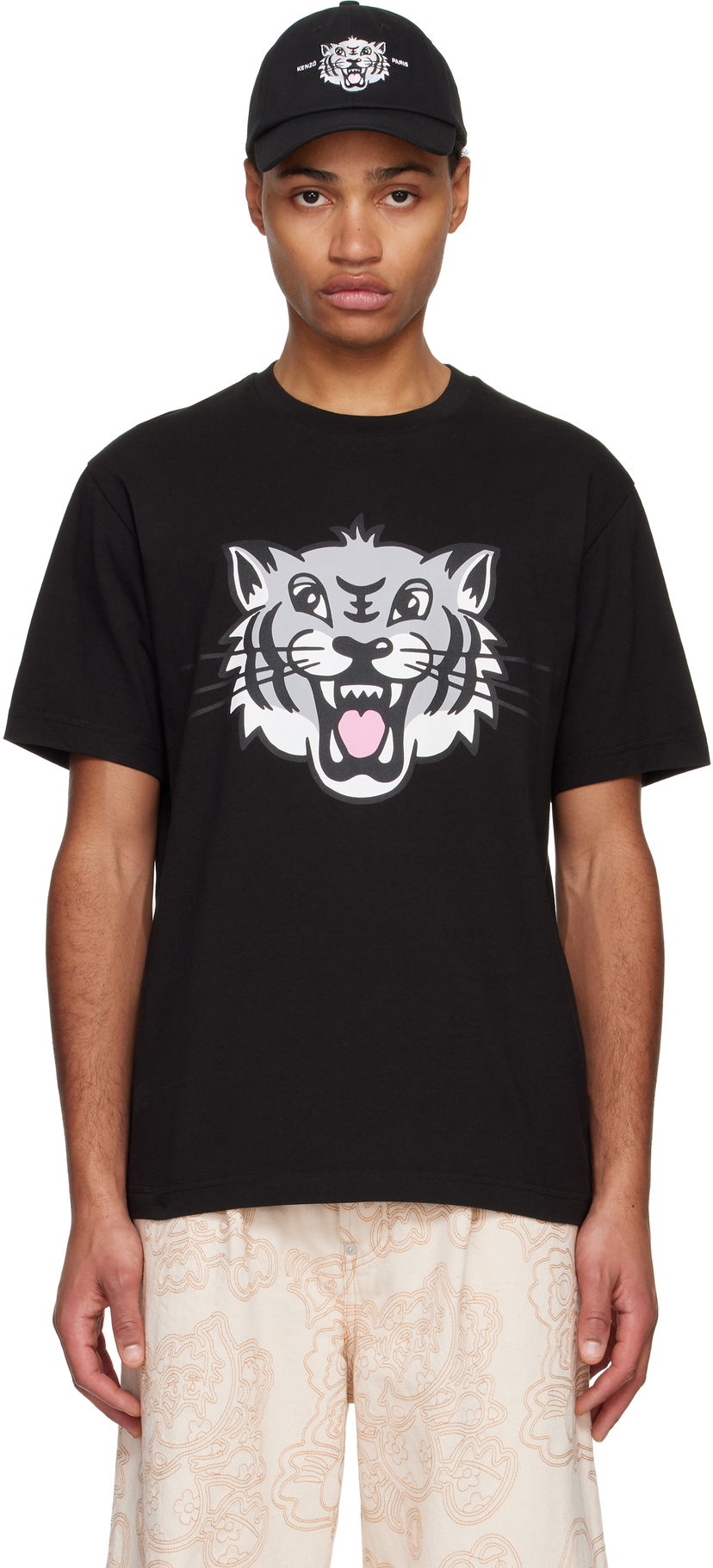 Majica KENZO Happy Tiger Graphic T-Shirt Črna | FF55TS5334SG