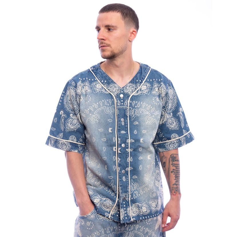 Dres Karl Kani Kani Paisley Denim Baseball Jersey Modra | PD00005371