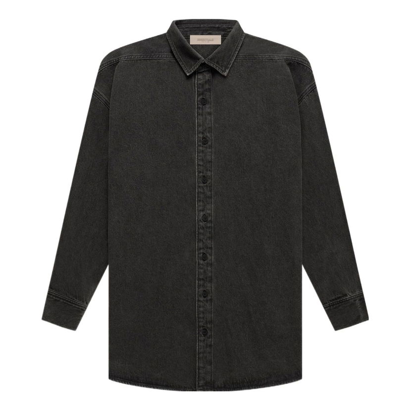 Srajce Fear of God Essentials Long Sleeve Denim Shirt Črna | FOG-SS22-460