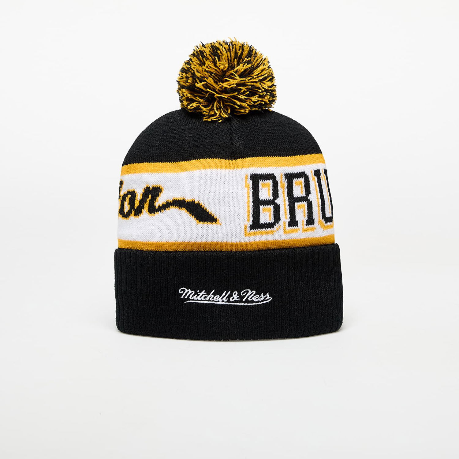 Beanie Mitchell & Ness NHL Block Sweep Pom Knit Boston Bruins Beanie Črna | HK8955-BBNBLCK, 1