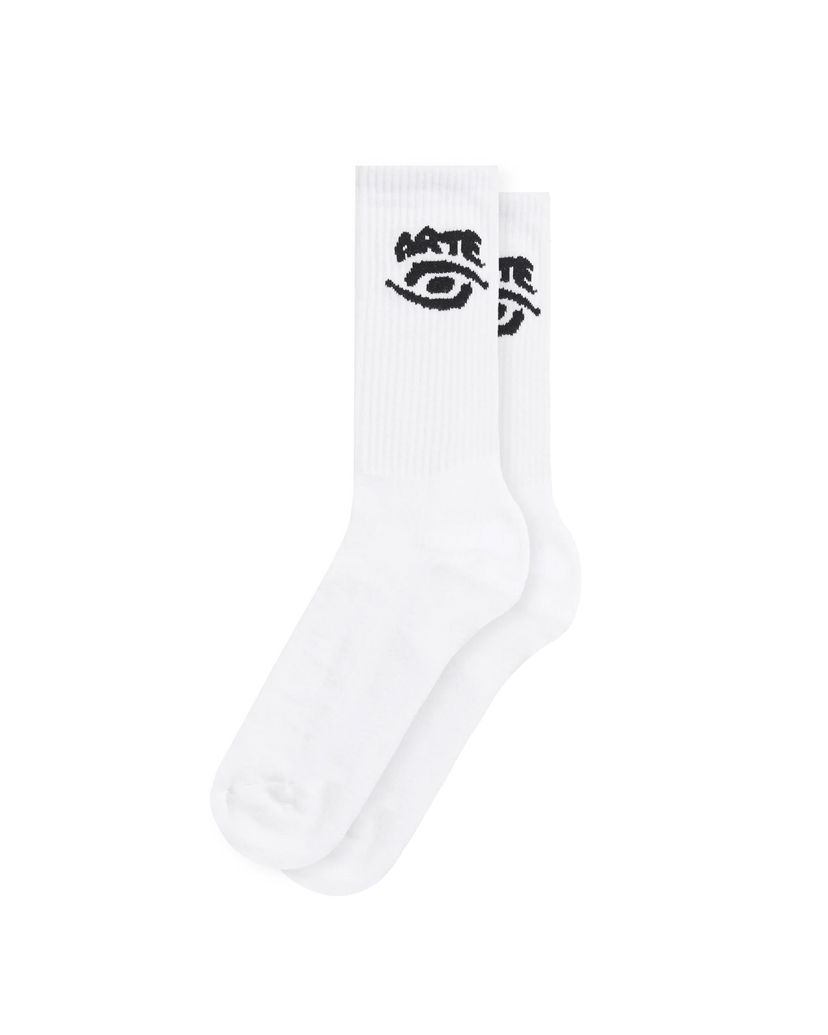 Nogavice Arte Antwerp Arte Antwerp Eye Crew Socks Bela | AW25-237M-WHT
