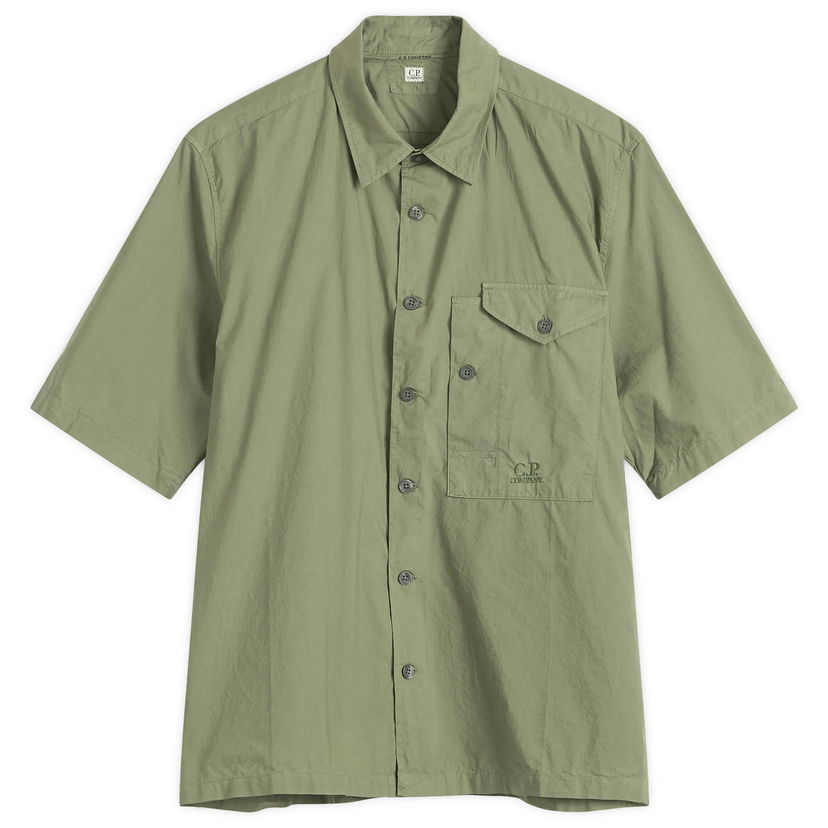Srajce C.P. Company C.P. Company Short Sleeve Shirt with Pocket Logo Zelena | 18CMSH249A-005328G-GRN