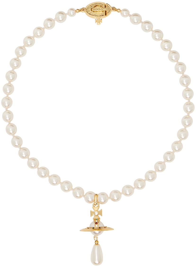 Ogrlica Vivienne Westwood Pearl Drop Choker Necklace Kovinski | 63030008-02R118-CN