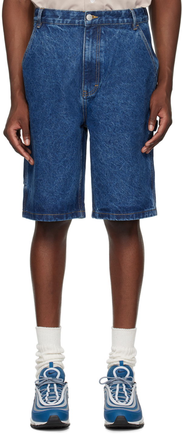 Kratke hlače BBC IceCream ICECREAM Embroidered-Logo Denim Shorts Modra | IC24254