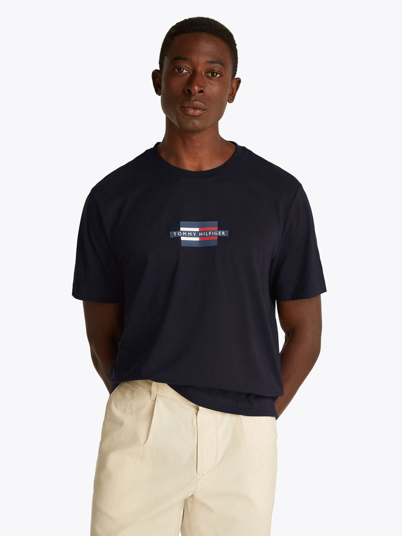 Majica Tommy Hilfiger Tommy Hilfiger Flag Box T-Shirt Mornarica | MW0MW38636DW5