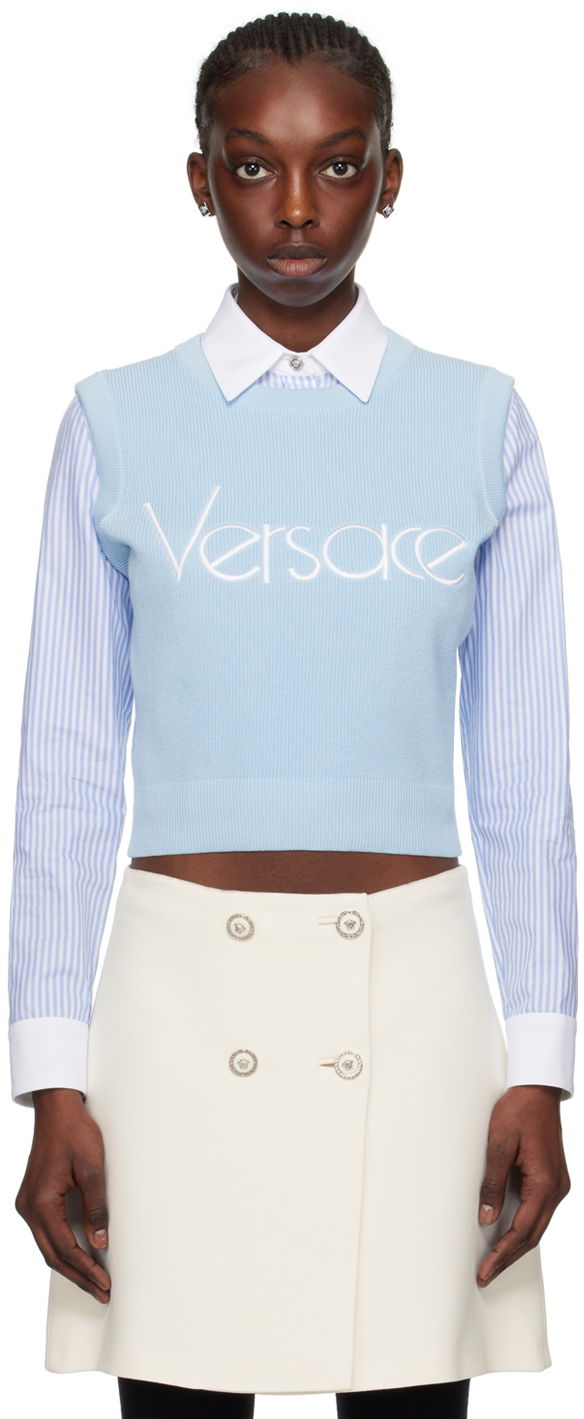 Pleteni pulover Versace Blue 1978 Re-Edition Sweater Modra | 1015291_1A10572