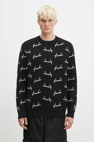 Pleteni pulover Ksubi Skript Knit Sweater Črna | MFA24KW003, 0