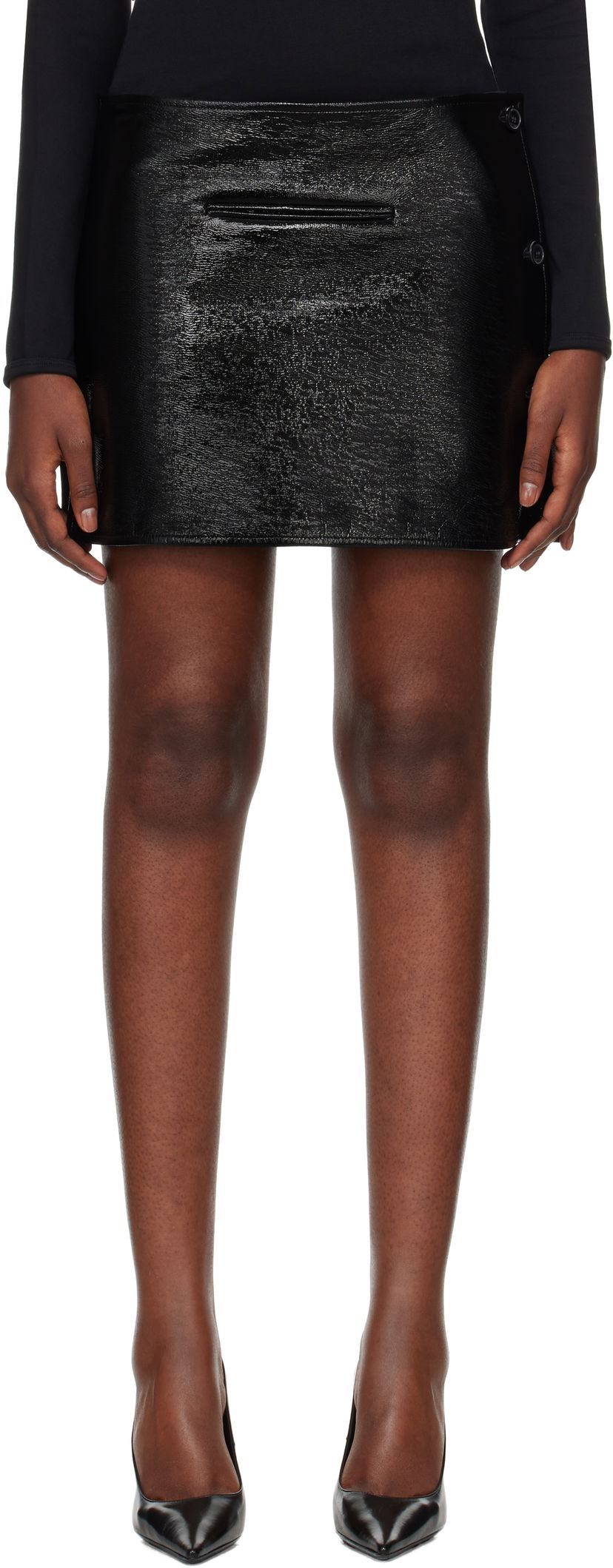 Krila Courrèges Vinyl Asymmetrical Miniskirt Črna | 424CJU204VY0014