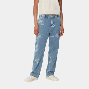 Kavbojke Carhartt WIP Stamp Print Bleached Denim Pants Modra | I033742_9, 0