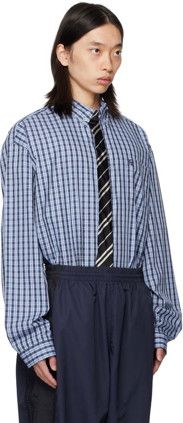 Srajce VETEMENTS Vetements Tie Gingham Shirt Modra | UH76SH280CN, 4