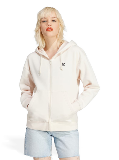 Pulover adidas Originals Essentials Full-Zip Boyfriend Hoodie Bela | IJ5419