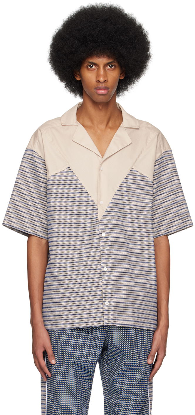 Srajce Ahluwalia Short Sleeve Button-Up Shirt Bež | M-AHLU-TO010-SS23-FA88-BE
