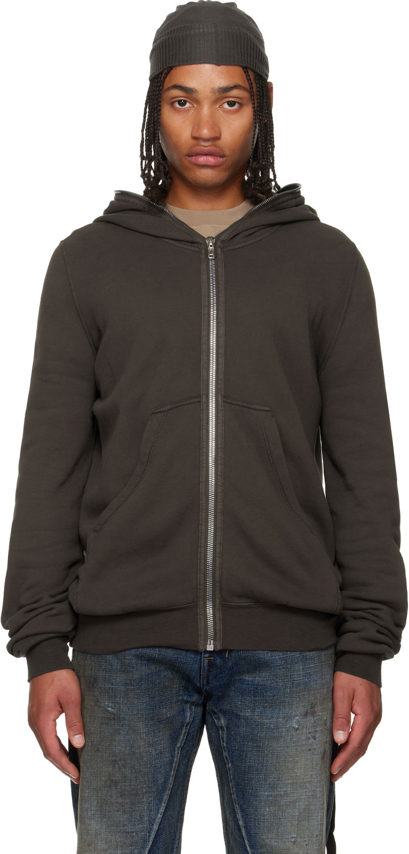 Pulover Rick Owens DRKSHDW Concordians Micro Mountain Hoodie Siva | DU02E7291 FSLP