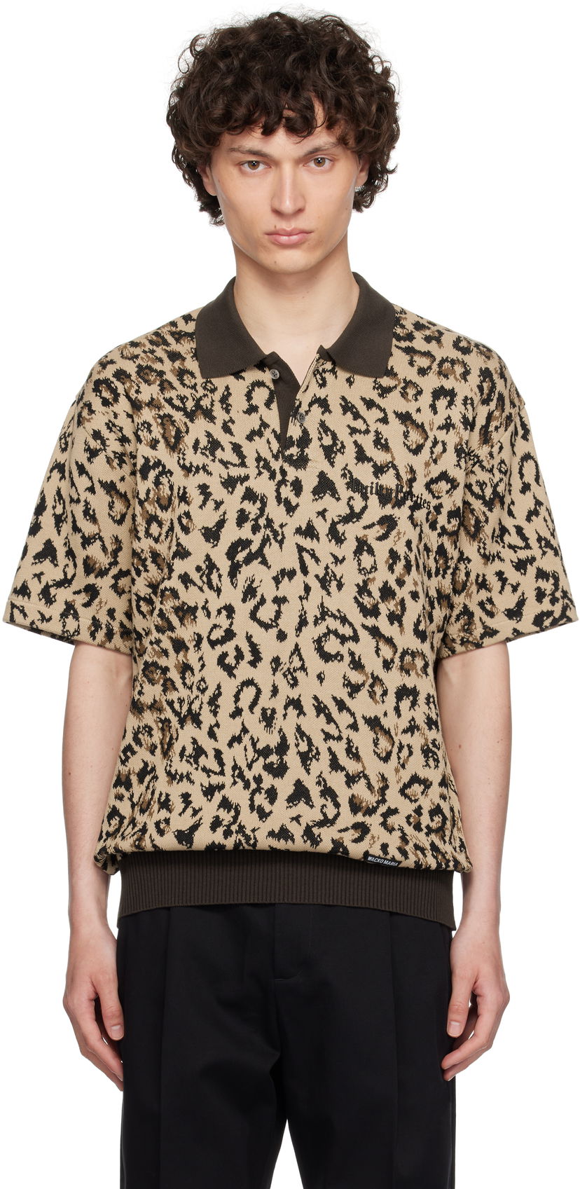 Polo majica WACKO MARIA WACKO MARIA Jacquard Knit Polo Bež | 25SS-WMK-KN22