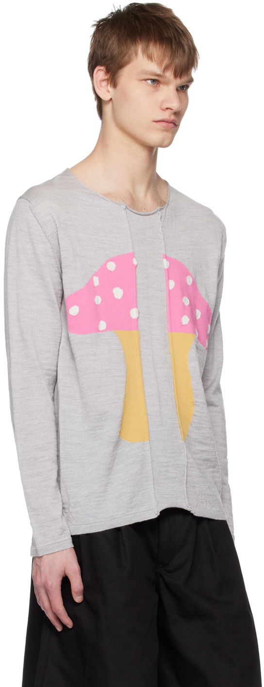 Pleteni pulover Comme des Garçons Comme des Garçons Shirt Brett Westfall Edition Mushroom Intarsia Sweater Siva | FK-N003-051, 1